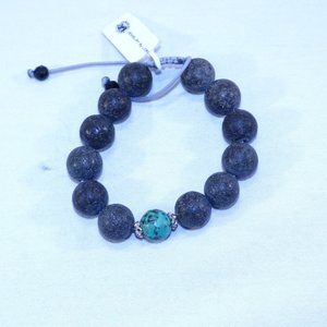 Lava Rock and Turquoise Macrame Bracelet